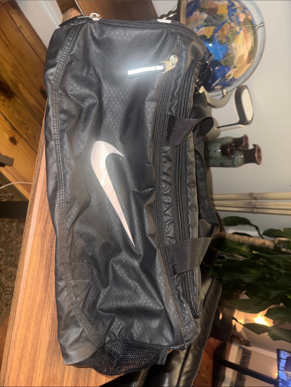 Nike Black Duffel with White Swoosh